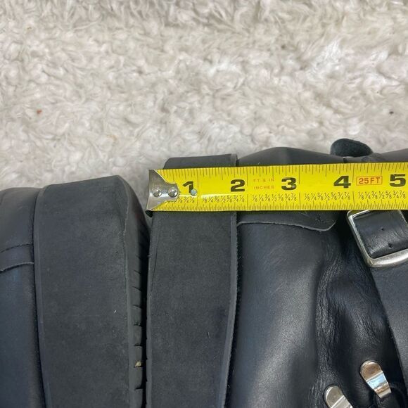 Steve Madden  Black Leather lace up wedge Boots brown trims side zipper … - Picture 7 of 14